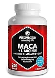 Maca Kapseln hochdosiert 4000 mg + L-Arginin + Vitamine + Zink, 240